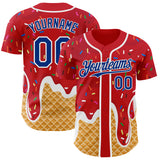 Custom Red Royal-White Ice Cream Waffle Foodie Dessert Authentic Baseball Jersey