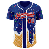 Custom Royal Red-White Ice Cream Waffle Foodie Dessert Authentic Baseball Jersey