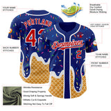 Custom Royal Red-White Ice Cream Waffle Foodie Dessert Authentic Baseball Jersey