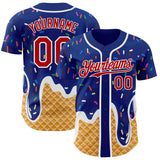 Custom Royal Red-White Ice Cream Waffle Foodie Dessert Authentic Baseball Jersey