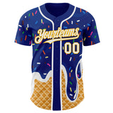 Custom Royal White-Gold Ice Cream Waffle Foodie Dessert Authentic Baseball Jersey