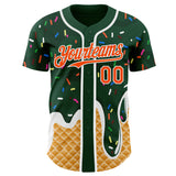 Custom Green Orange-White Ice Cream Waffle Foodie Dessert Authentic Baseball Jersey