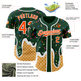 Custom Green Orange-White Ice Cream Waffle Foodie Dessert Authentic Baseball Jersey
