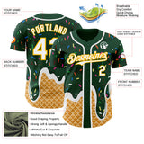 Custom Green White-Gold Ice Cream Waffle Foodie Dessert Authentic Baseball Jersey