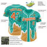 Custom Aqua Orange-White Ice Cream Waffle Foodie Dessert Authentic Baseball Jersey