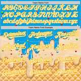 Custom Sky Blue White Cream-Gold Ice Cream Waffle Foodie Dessert Authentic Baseball Jersey