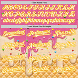 Custom Pink White-Gold Ice Cream Waffle Foodie Dessert Authentic Baseball Jersey