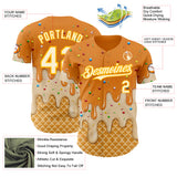 Custom Bay Orange White-Gold Ice Cream Waffle Foodie Dessert Authentic Baseball Jersey