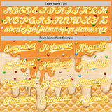 Custom Bay Orange White-Gold Ice Cream Waffle Foodie Dessert Authentic Baseball Jersey
