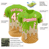 Custom Neon Green Cream-Pink Ice Cream Waffle Foodie Dessert Authentic Baseball Jersey