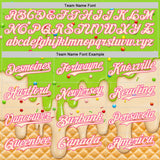 Custom Neon Green Cream-Pink Ice Cream Waffle Foodie Dessert Authentic Baseball Jersey