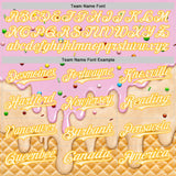 Custom Light Pink Cream-Gold Ice Cream Waffle Foodie Dessert Authentic Baseball Jersey