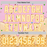 Custom Light Pink Cream-Gold Ice Cream Waffle Foodie Dessert Authentic Baseball Jersey