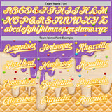 Custom Medium Purple Cream-Gold Ice Cream Waffle Foodie Dessert Authentic Baseball Jersey