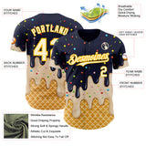 Custom Navy Cream-Gold Ice Cream Waffle Foodie Dessert Authentic Baseball Jersey