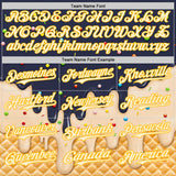 Custom Navy Cream-Gold Ice Cream Waffle Foodie Dessert Authentic Baseball Jersey