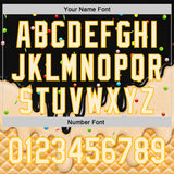 Custom Black Cream-Gold Ice Cream Waffle Foodie Dessert Authentic Baseball Jersey