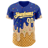 Custom Royal Cream-Gold Ice Cream Waffle Foodie Dessert Authentic Baseball Jersey