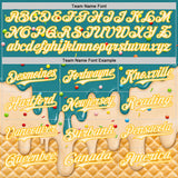 Custom Teal Cream-Gold Ice Cream Waffle Foodie Dessert Authentic Baseball Jersey