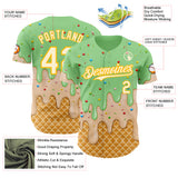 Custom Pea Green Cream-Gold Ice Cream Waffle Foodie Dessert Authentic Baseball Jersey