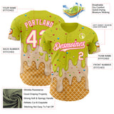 Custom Neon Yellow Cream-Pink Ice Cream Waffle Foodie Dessert Authentic Baseball Jersey