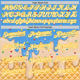 Custom Electric Blue Cream-Gold Ice Cream Waffle Foodie Dessert Authentic Baseball Jersey