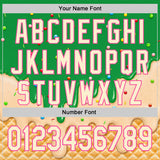 Custom Light Kelly Green Cream-Pink Ice Cream Waffle Foodie Dessert Authentic Baseball Jersey