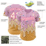 Custom Light Pink Cream-Pink Ice Cream Waffle Foodie Dessert Authentic Baseball Jersey