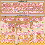 Custom Tan Cream-Pink Ice Cream Waffle Foodie Dessert Authentic Baseball Jersey