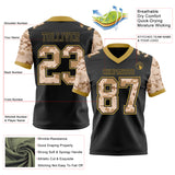 Custom Black-Old Gold Authentic Camo Two Tone Salute To Service 7V7 Flag Football Jersey