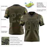 Custom Olive-Black Authentic Camo Two Tone Salute To Service 7V7 Flag Football Jersey