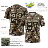 Custom Camo Black Cream-Olive Authentic Woodland Camouflage Salute To Service 7V7 Flag Football Jersey