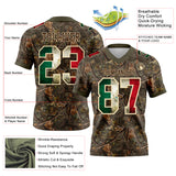 Custom Camo Vintage Mexican Flag Cream Brown-Olive Authentic Woodland Camouflage Salute To Service 7V7 Flag Football Jersey