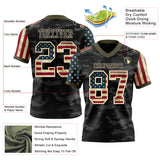 Custom Camo Vintage USA Flag Cream Black-Olive Authentic Stars And Stripes Two Tone Salute To Service 7V7 Flag Football Jersey