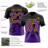 Custom Black Purple-Gold Authentic Star Gradient 7V7 Flag Football Jersey