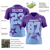 Custom Purple Light Blue-White Authentic Star Gradient 7V7 Flag Football Jersey