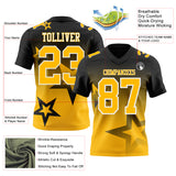 Custom Black Gold-White Authentic Star Gradient 7V7 Flag Football Jersey
