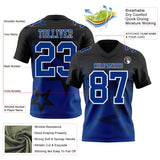 Custom Black Royal-White Authentic Star Gradient 7V7 Flag Football Jersey