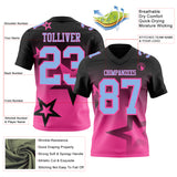 Custom Black Light Blue-Pink Authentic Star Gradient 7V7 Flag Football Jersey
