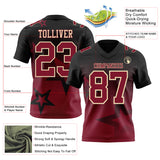 Custom Black Crimson-Cream Authentic Star Gradient 7V7 Flag Football Jersey