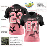 Custom Black Medium Pink-White Authentic Star Gradient 7V7 Flag Football Jersey