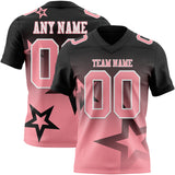 Custom Black Medium Pink-White Authentic Star Gradient 7V7 Flag Football Jersey