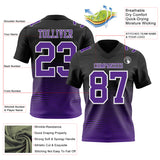 Custom Black Purple-White Authentic Fluid Wave Line Fade 7V7 Flag Football Jersey