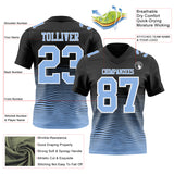 Custom Black Light Blue-White Authentic Fluid Wave Line Fade 7V7 Flag Football Jersey