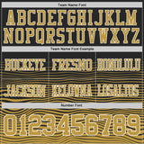 Custom Black Old Gold-White Authentic Fluid Wave Line Fade 7V7 Flag Football Jersey