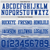 Custom White Royal-Light Blue Authentic Fluid Wave Line Fade 7V7 Flag Football Jersey