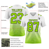Custom White Neon Green-Black Authentic Fluid Wave Line Fade 7V7 Flag Football Jersey