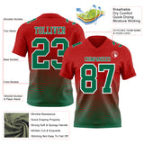 Custom Red Kelly Green-White Authentic Fluid Wave Line Fade 7V7 Flag Football Jersey