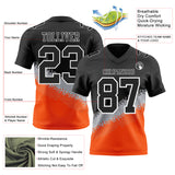 Custom Black Gray Orange-White Authentic Geometric Gradient 7V7 Flag Football Jersey