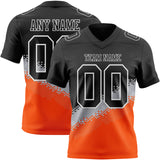 Custom Black Gray Orange-White Authentic Geometric Gradient 7V7 Flag Football Jersey